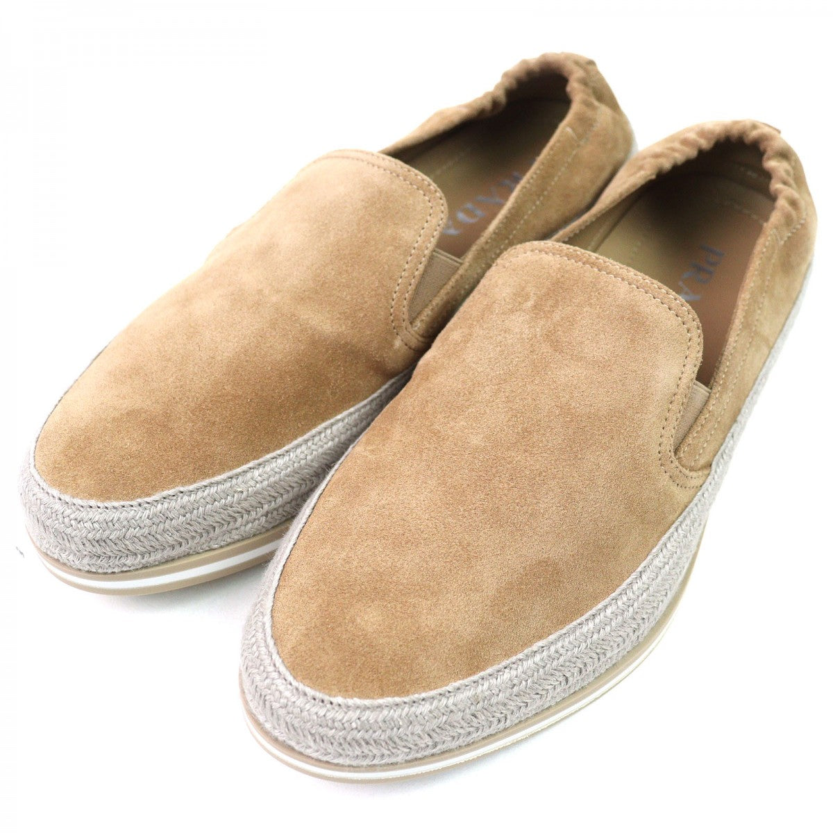 PRADA Slip-on 2DG126 Main: Suede leather natural mens 6.5