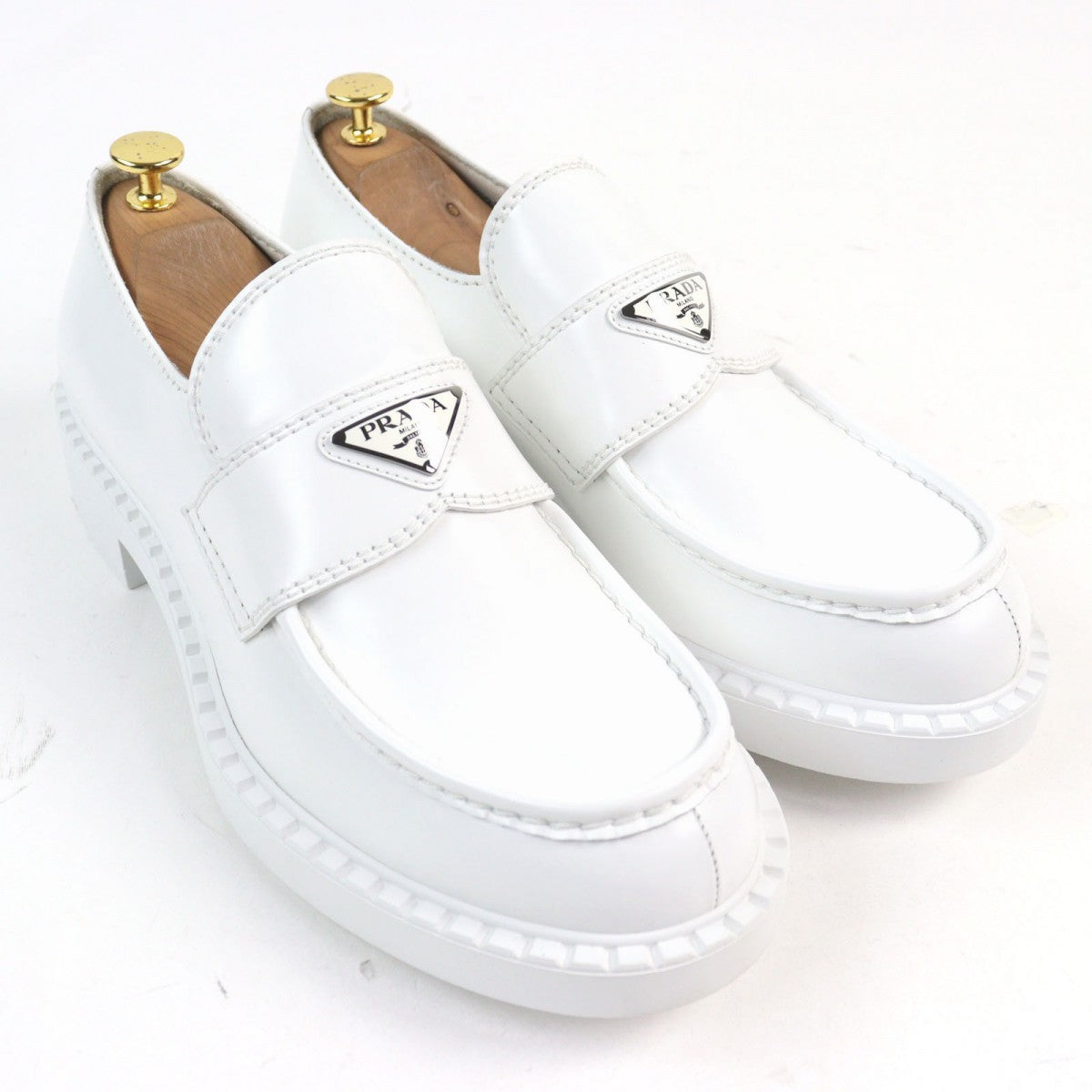 PRADA loafers 2DE127 Brushed leather white Chocolate brushed leather loafers 9