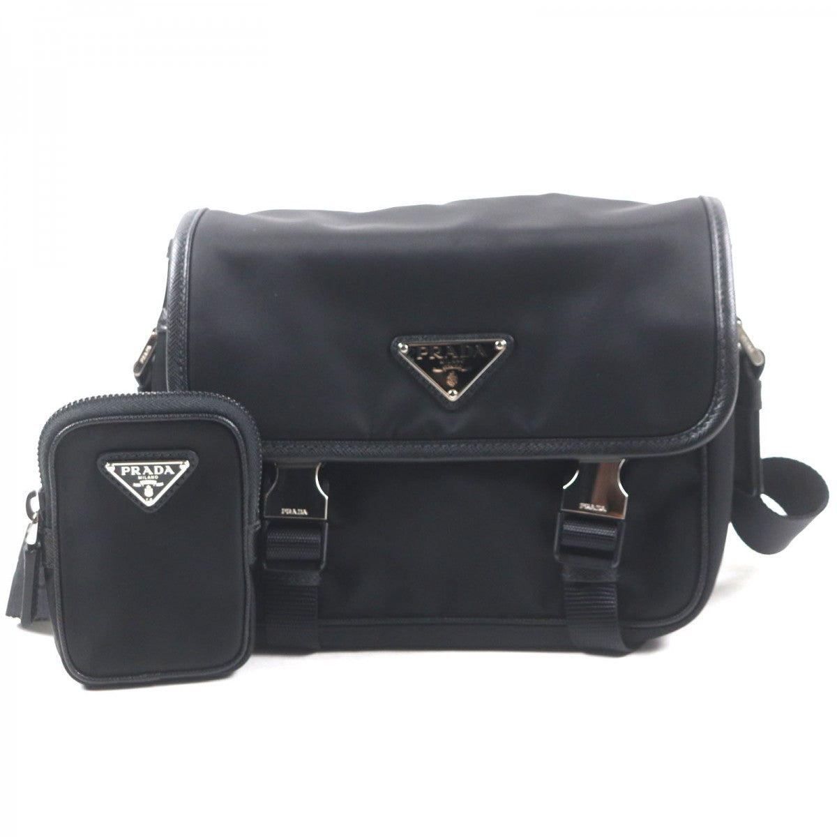 PRADA Shoulder Bag Main: Tessuto, Part: Saffiano leather black mens