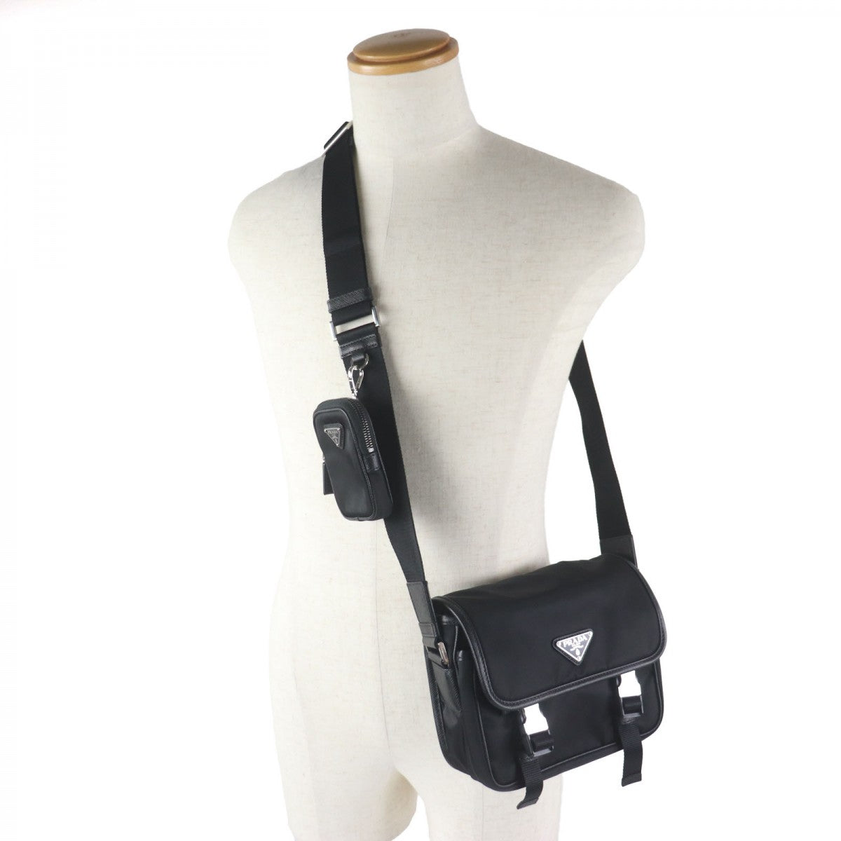 PRADA Shoulder Bag Main: Tessuto, Part: Saffiano leather black mens
