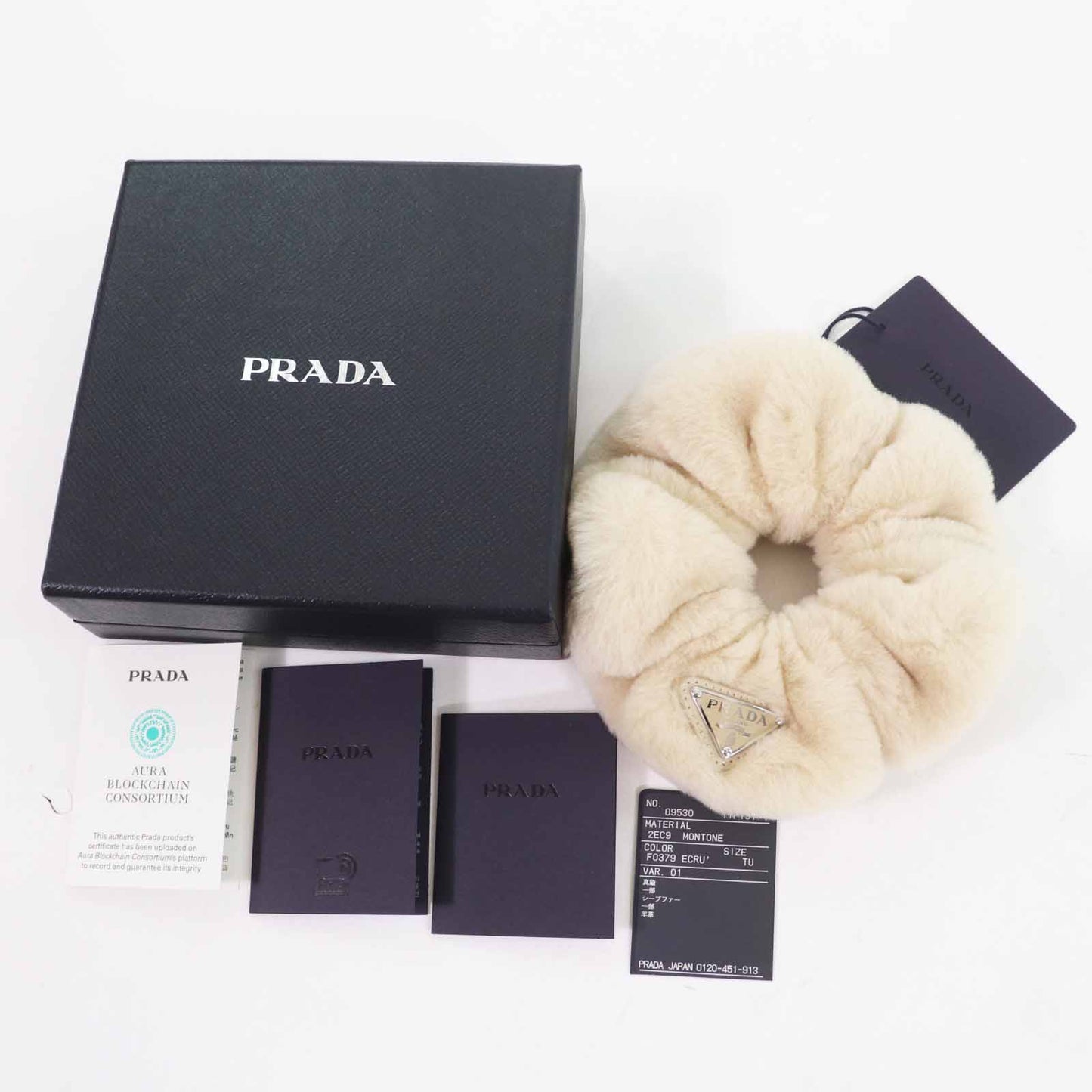 Prada Triangle With logo Sheep fur Hair Accessory