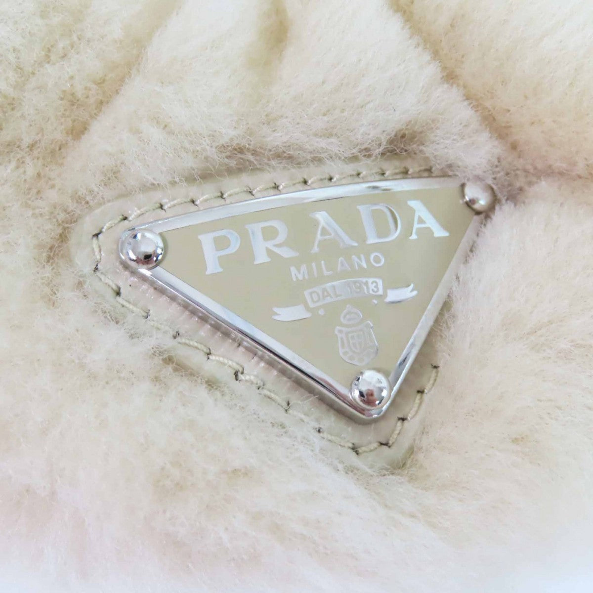 PRADA hair accessory 1IF131 Main: Sheep fur, Part: Sheep leather Ecru Women