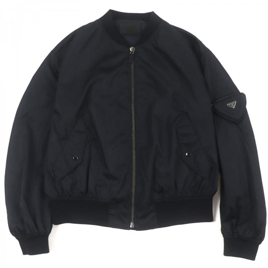 PRADA Bomber jacket SGC006 Outer: 100% polyamide (nylon), Part: 81% wool, Part: 17% polyamide (nylon), Part: 2% elastane (polyurethane), Sleeve lining: 100% polyamide (nylon) black mens S