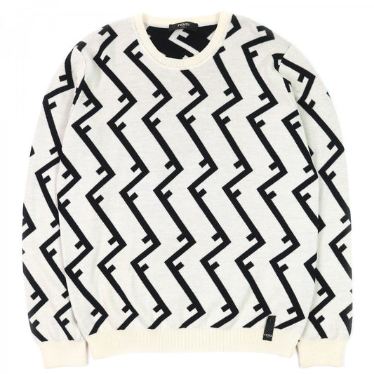 FENDI knit FZZ489 Main: 100% wool Ivory black mens 54