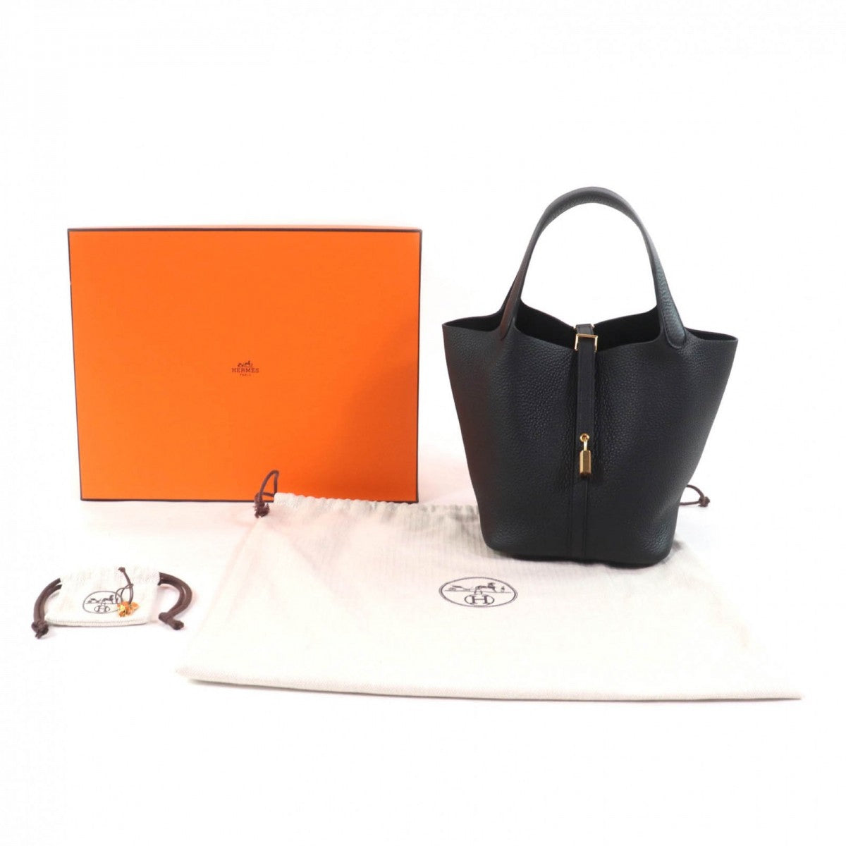 HERMES Handbag Main FTaurillon Clemence black Picotan Lock MM Women