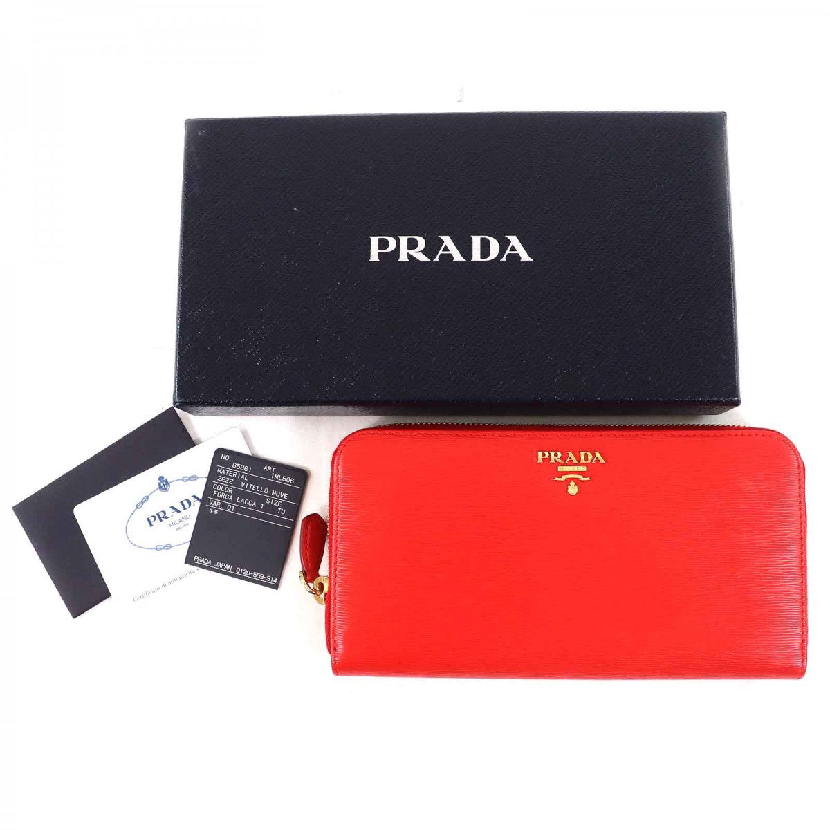 PRADA Long Wallet Purse 1ML506 Main: Cowhide Red type VITELLO MOVE Women