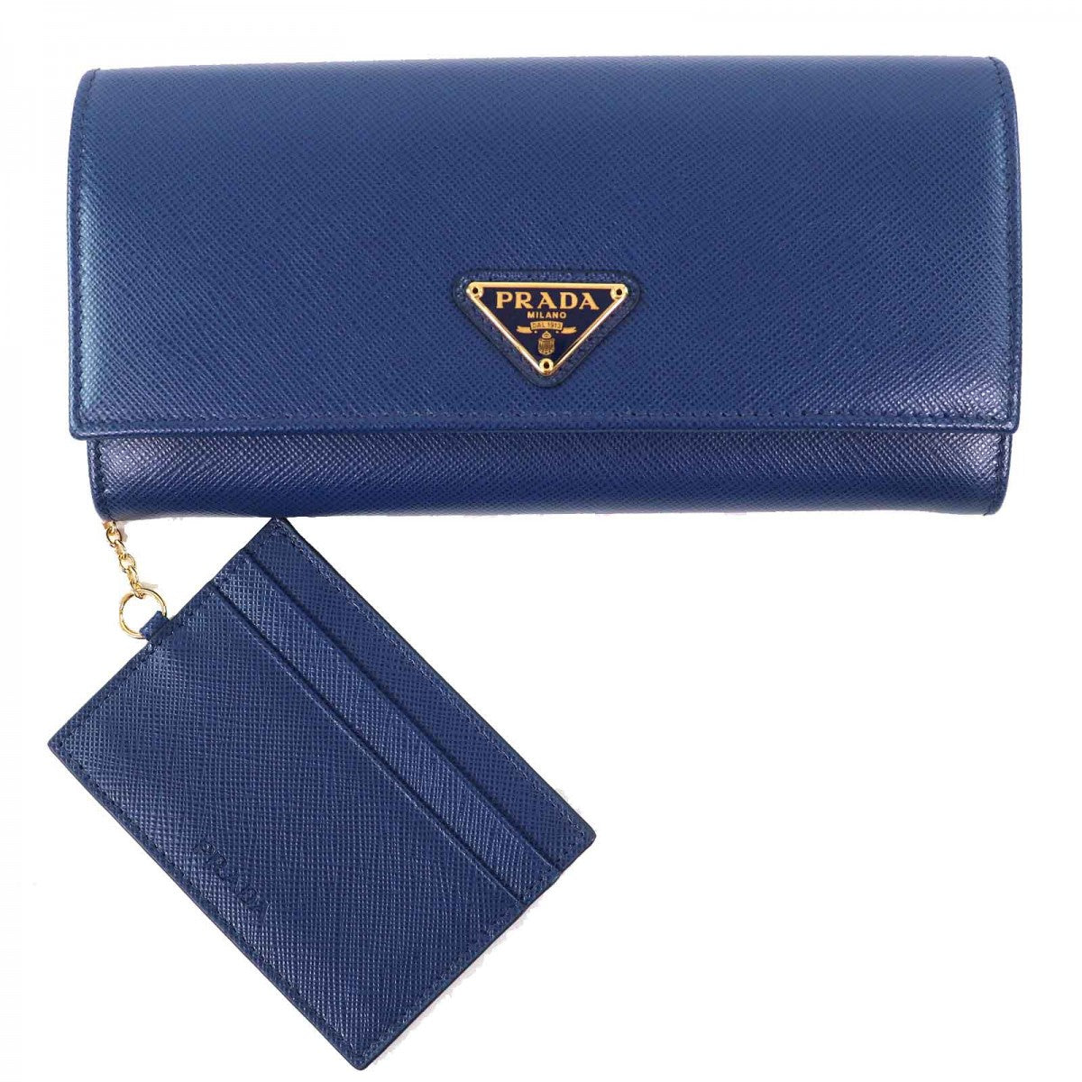 PRADA Long Wallet Purse 1MH132 Safiano leather BLUETTE Blue type SAFFIANO TRIANGOLO
