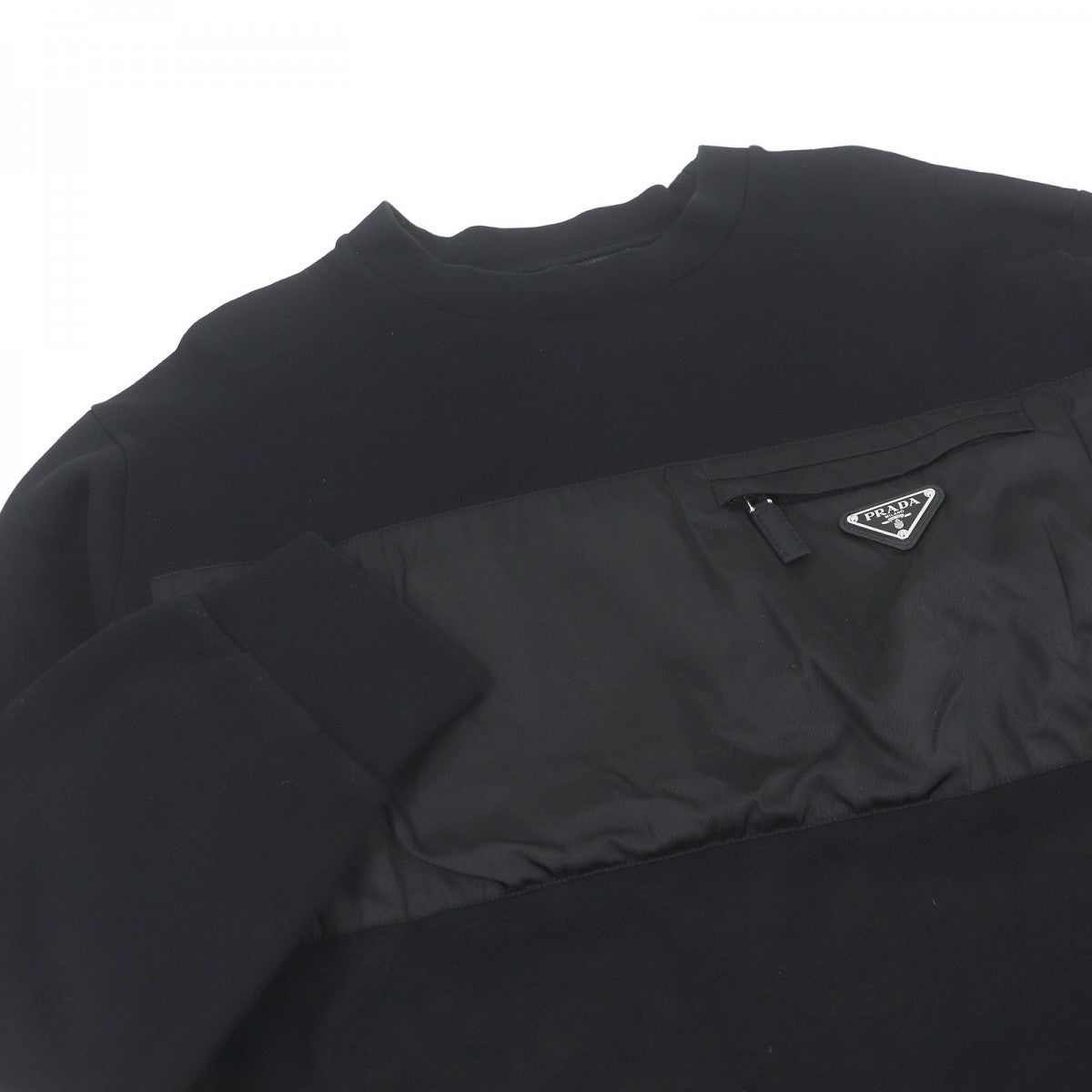 PRADA sweat UJL096 Main: 70% cotton, Main: 30% polyamide, Part: 100% recycled polyamide black mens S