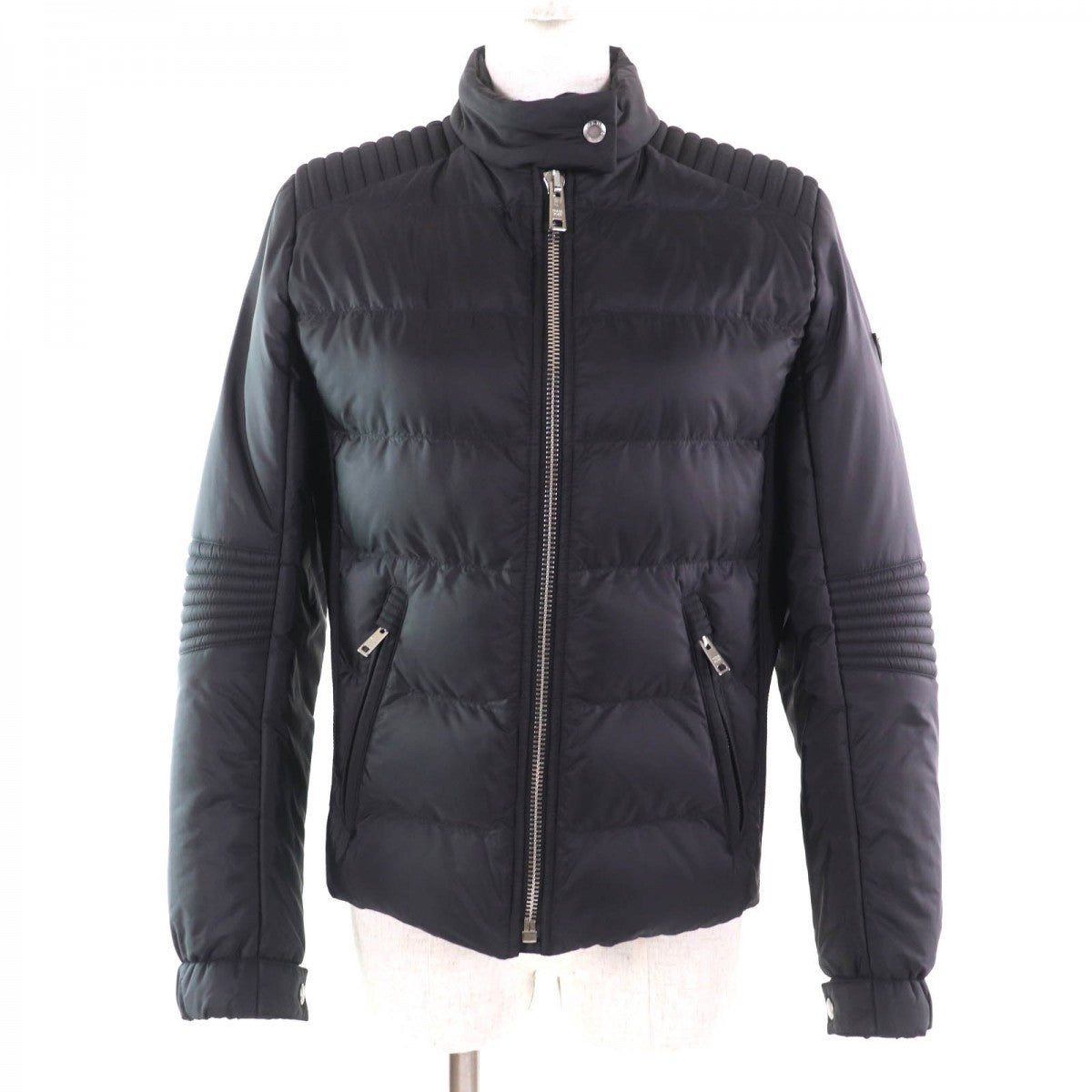 PRADA Down jacket 290545 Main: 100% polyamide, Filling: 90% down, Filling: 10% feather, Part: 100% polyester, Part: calf leather black Women 42