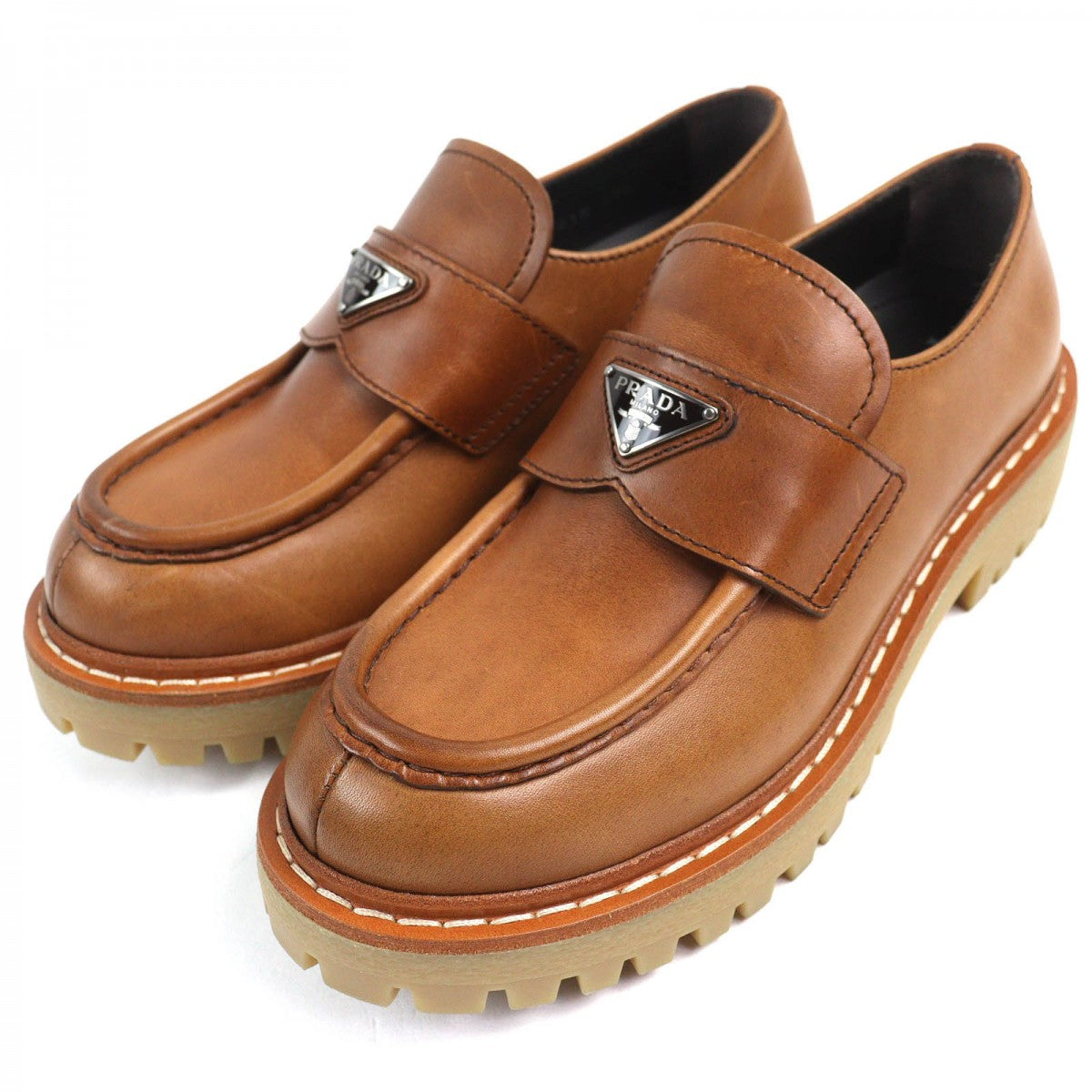 PRADA loafers 1D801N leather Brown 37.5