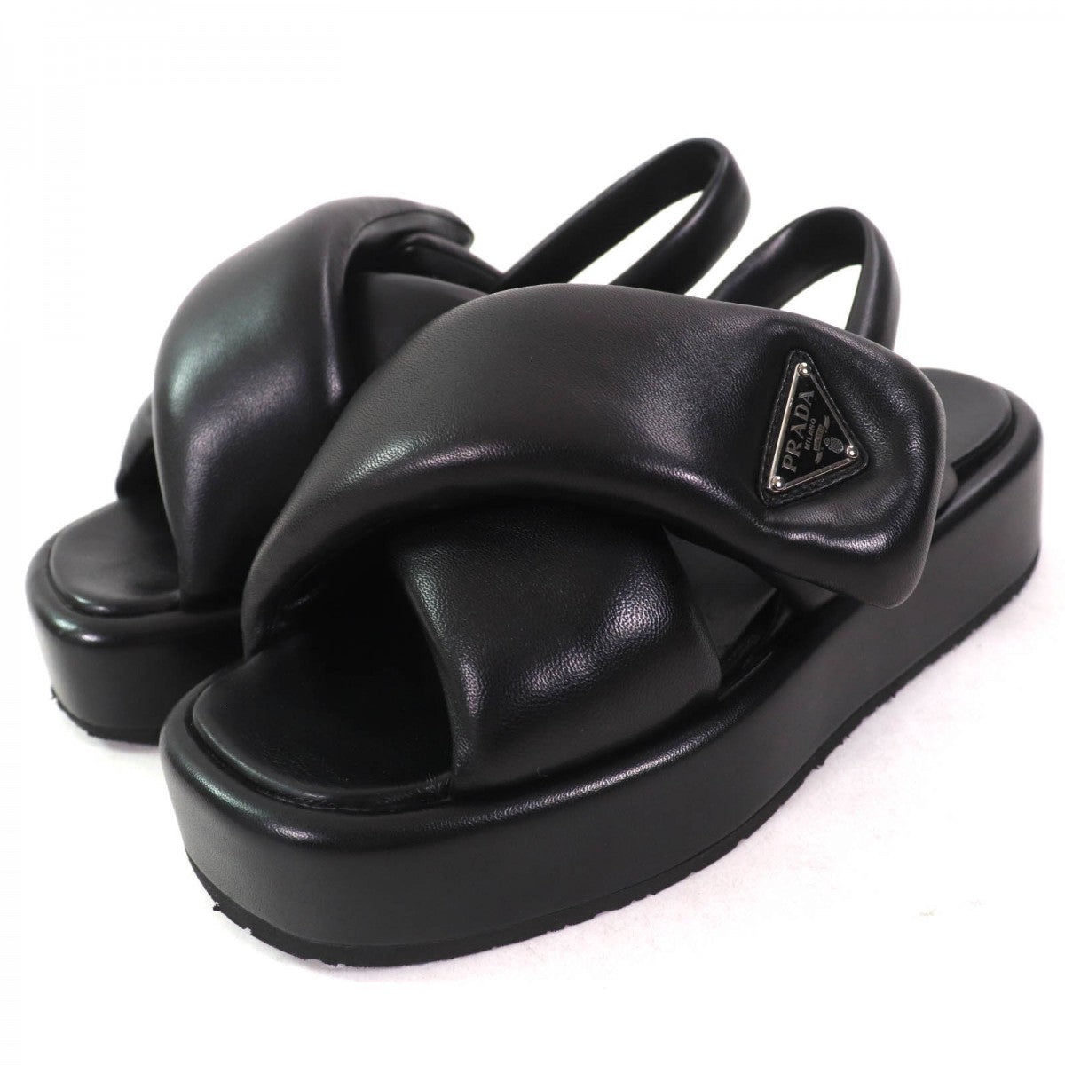PRADA Sandals 1XZ758 leather black 34.5