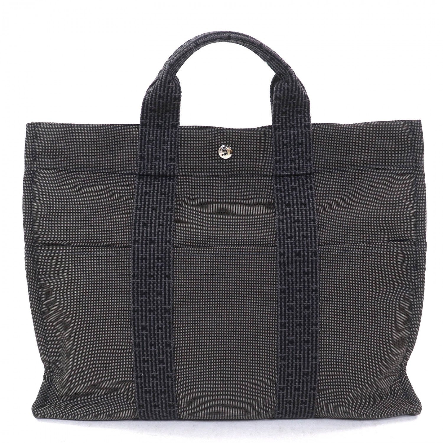 HERMES Tote Bag polyester Gray type Her Line MM