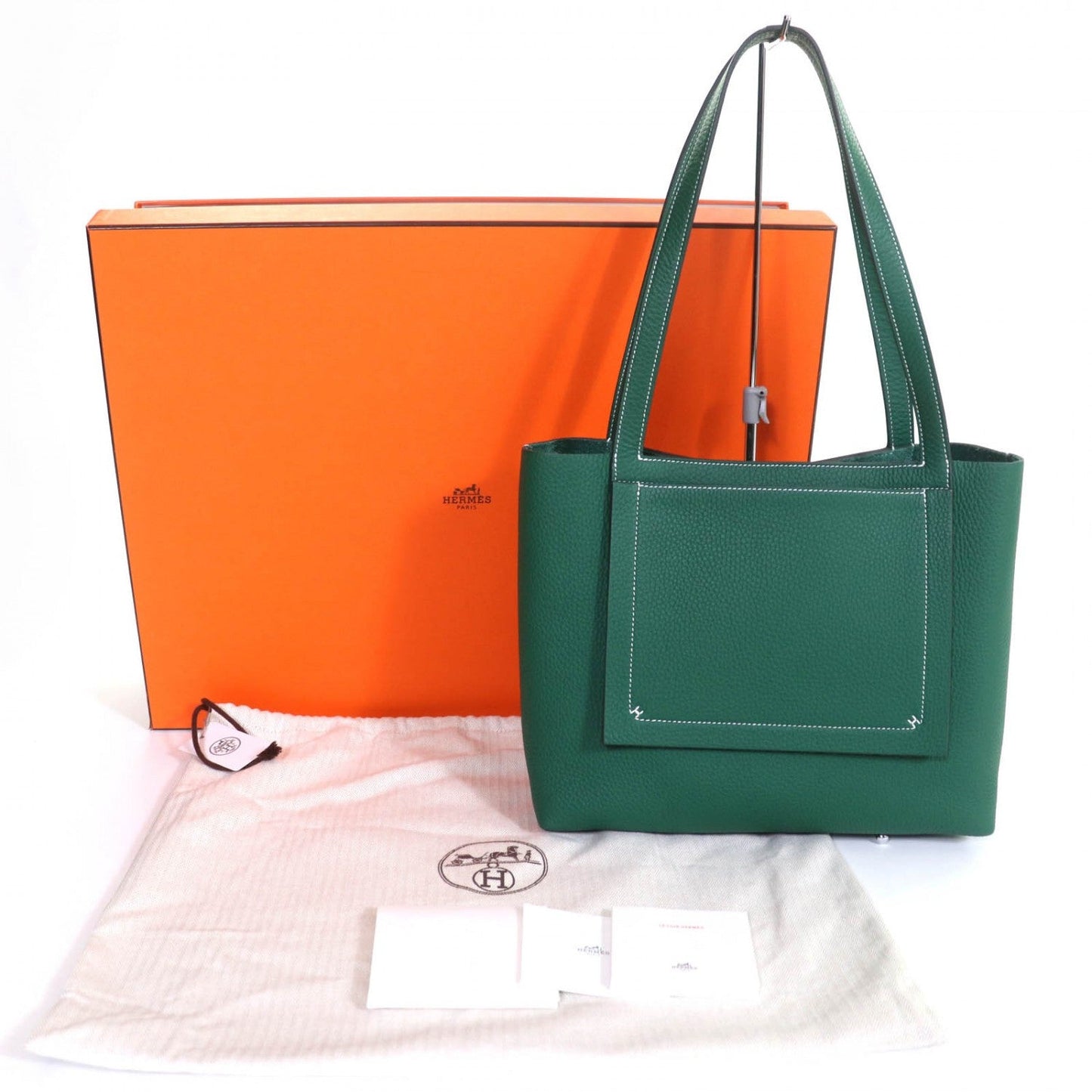 HERMES Tote Bag Taurillon Clemence Veil moyan Cavalier 31