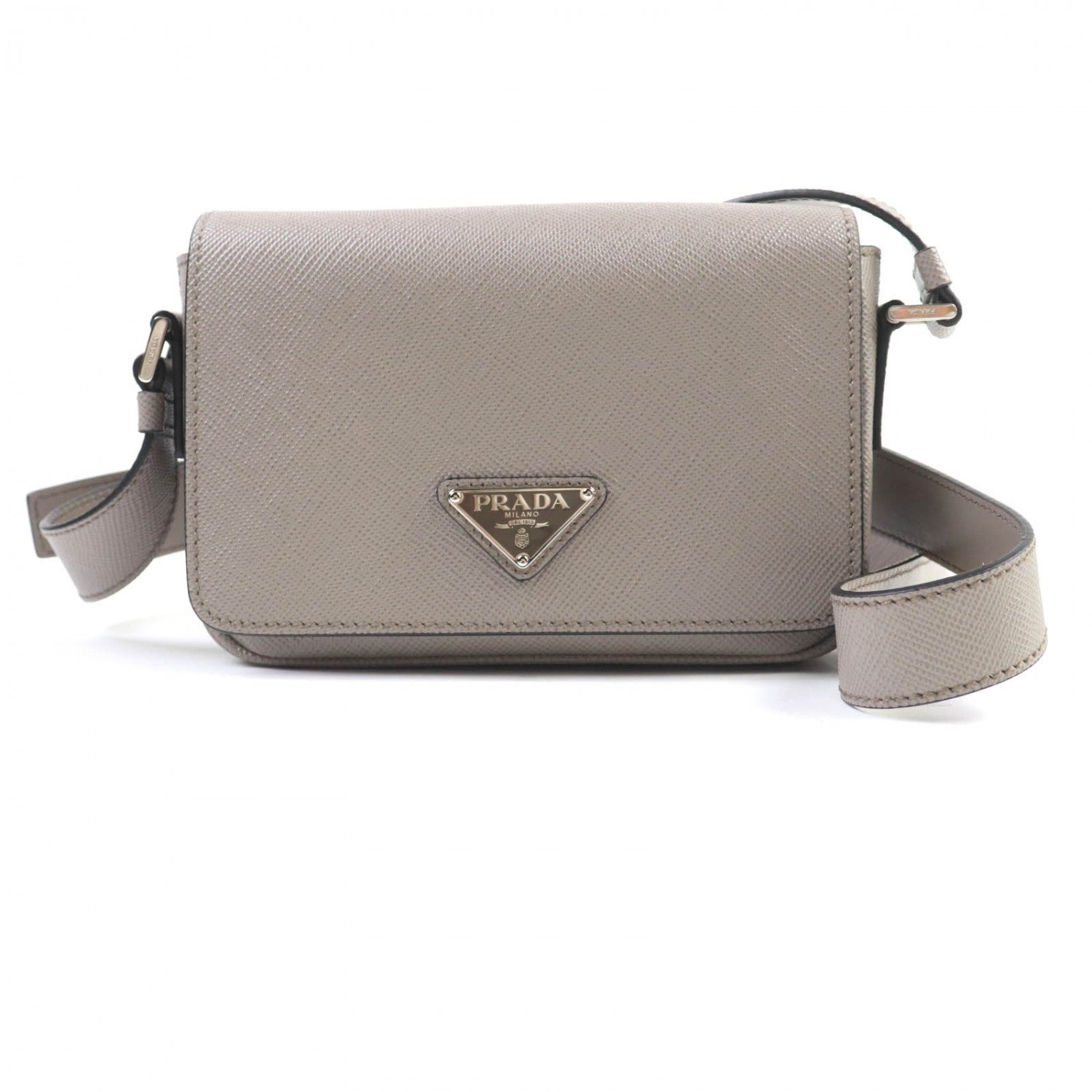 PRADA Shoulder Bag Safiano leather beige