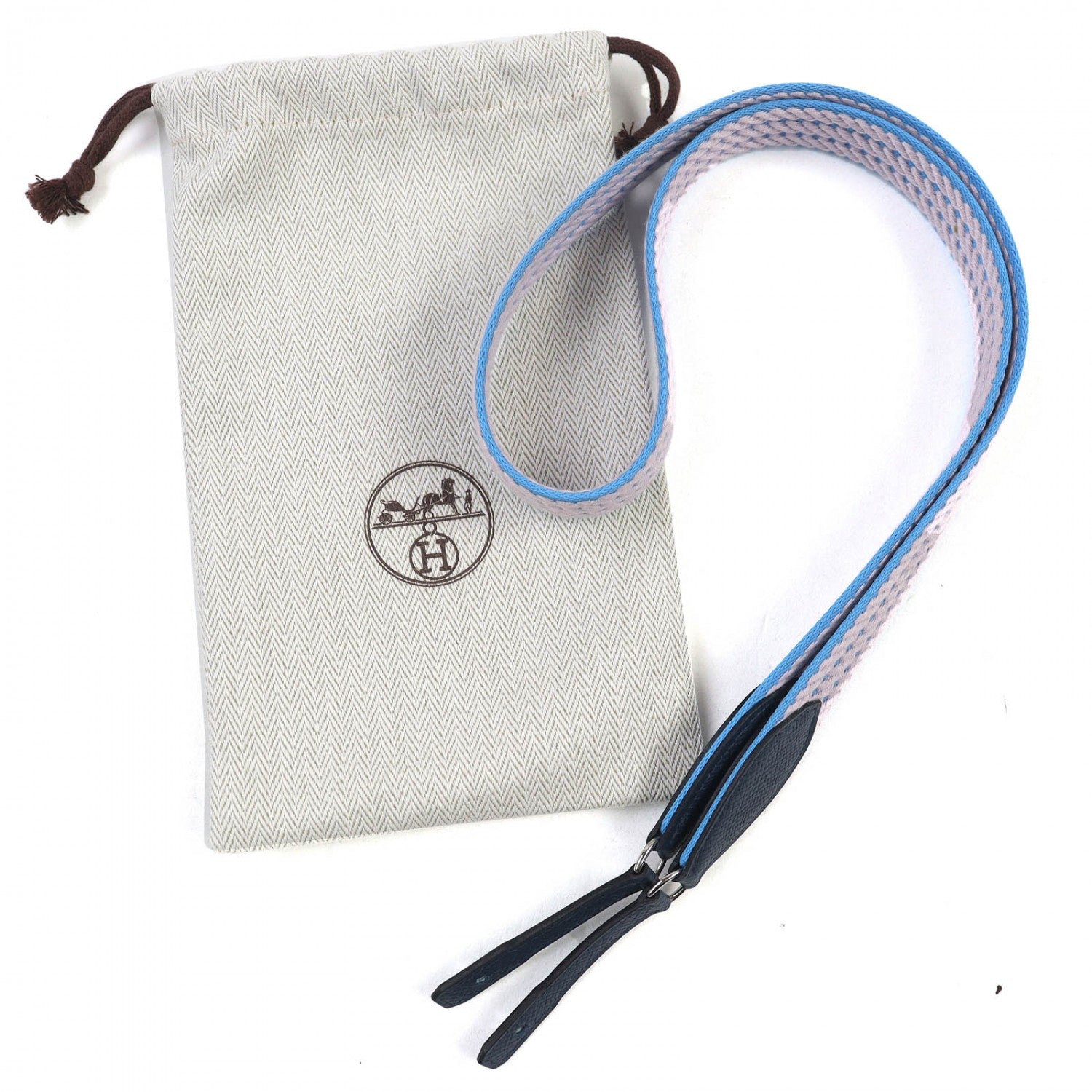 HERMES Shoulder strap canvas Blue Gray Navy Kaval To-Go 1"
