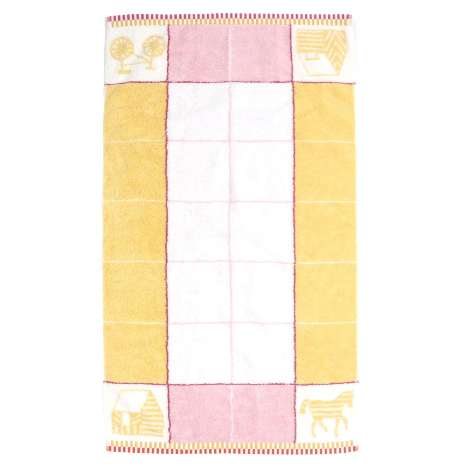 HERMES towel cotton White Pink Yellow Bag