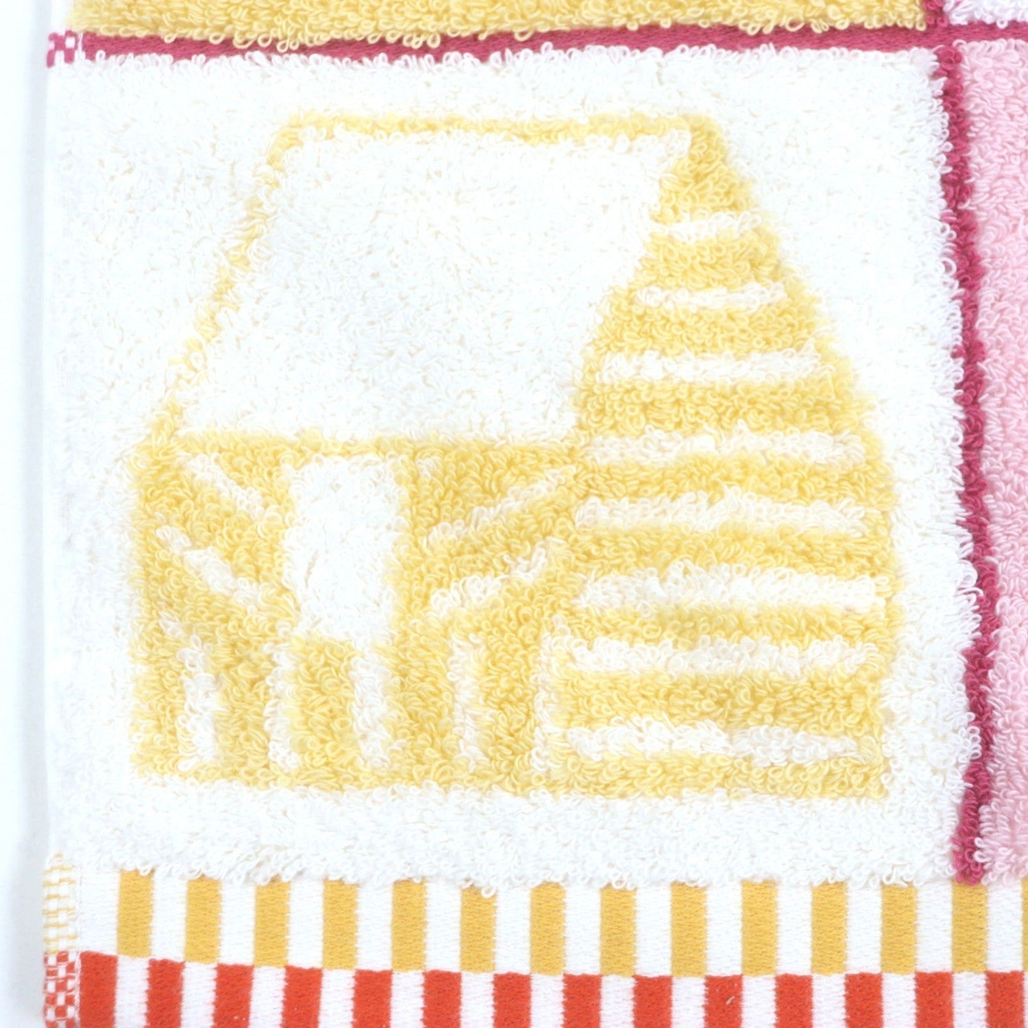 HERMES towel cotton White Pink Yellow Bag
