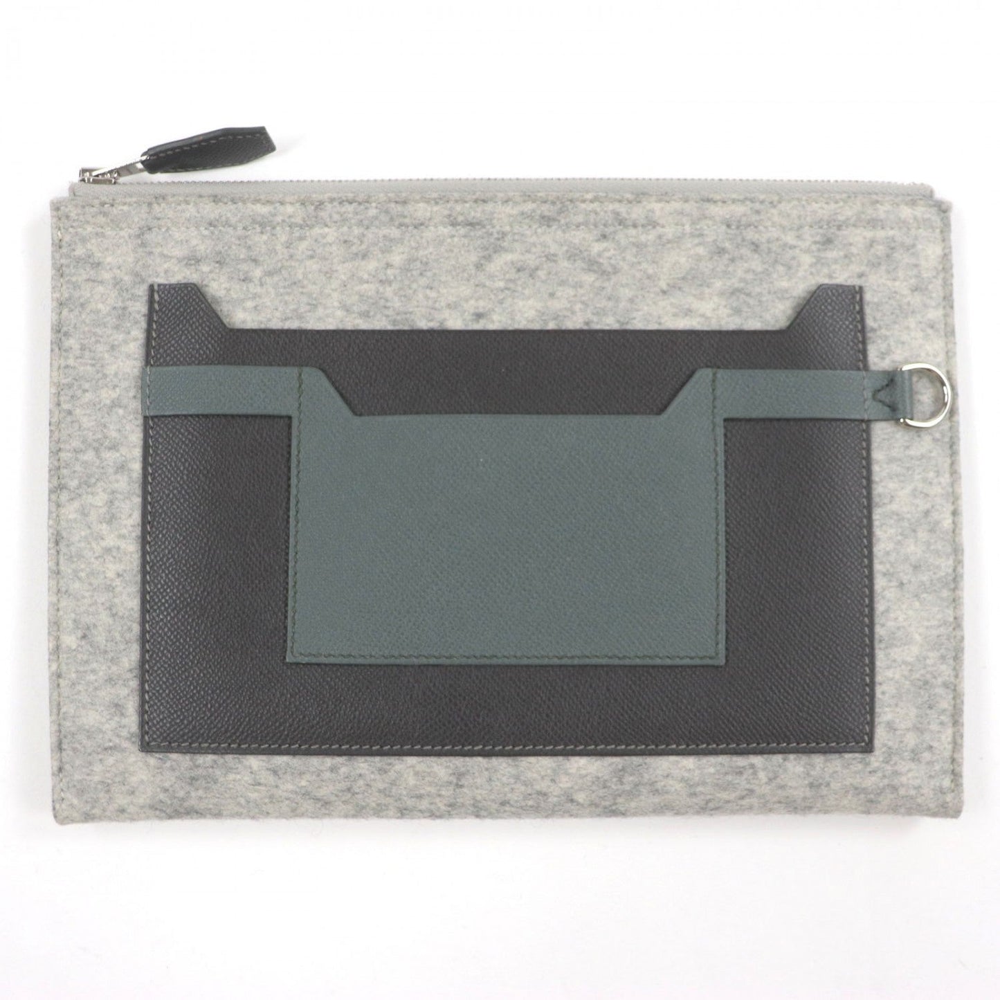 HERMES Clutch bag felt gray TOO DOO 29