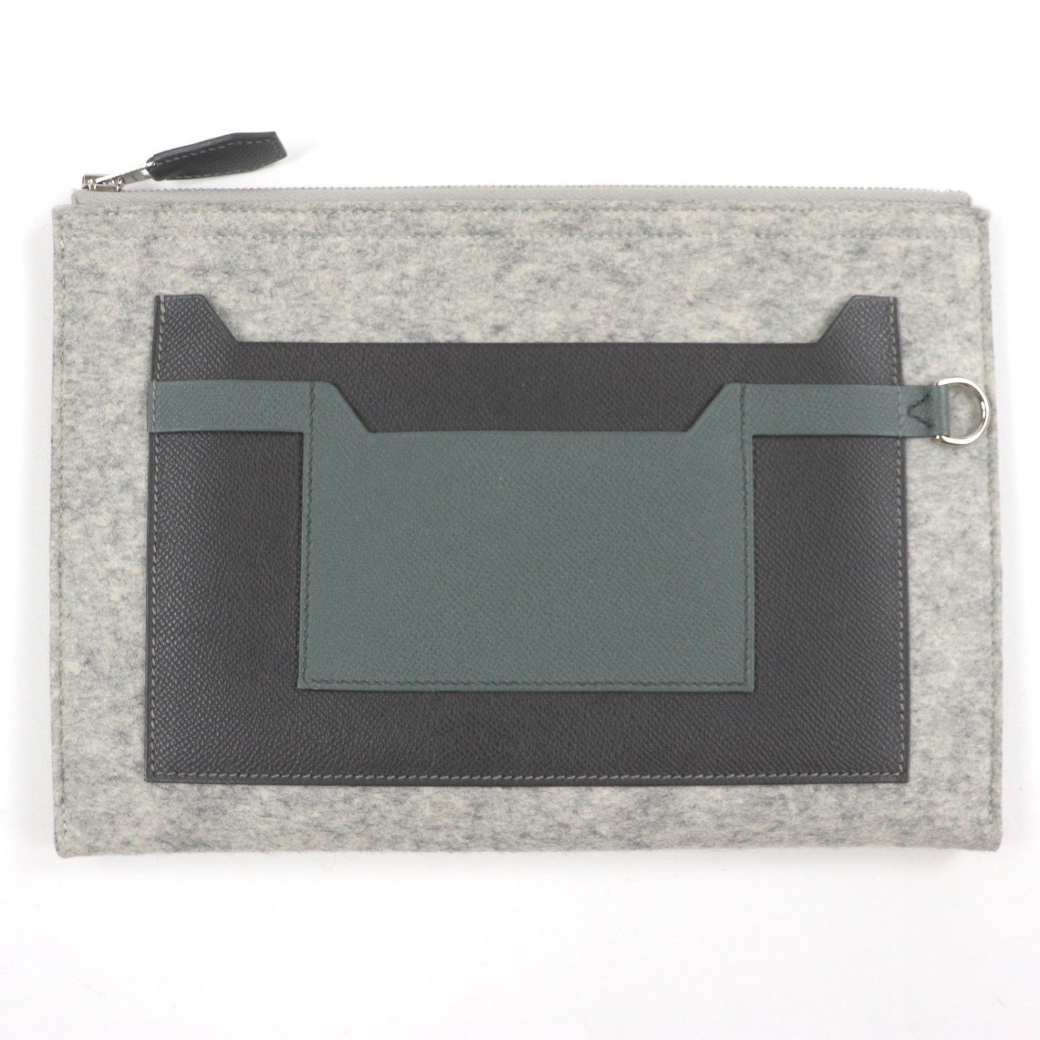 HERMES Clutch bag felt gray TOO DOO 29