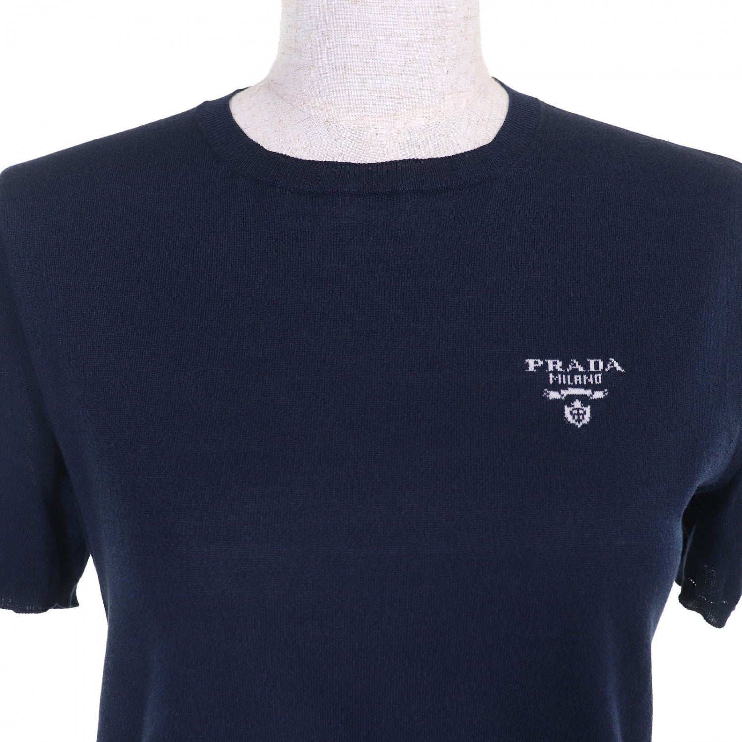 PRADA Short sleeve knit P2401L silk Navy 40