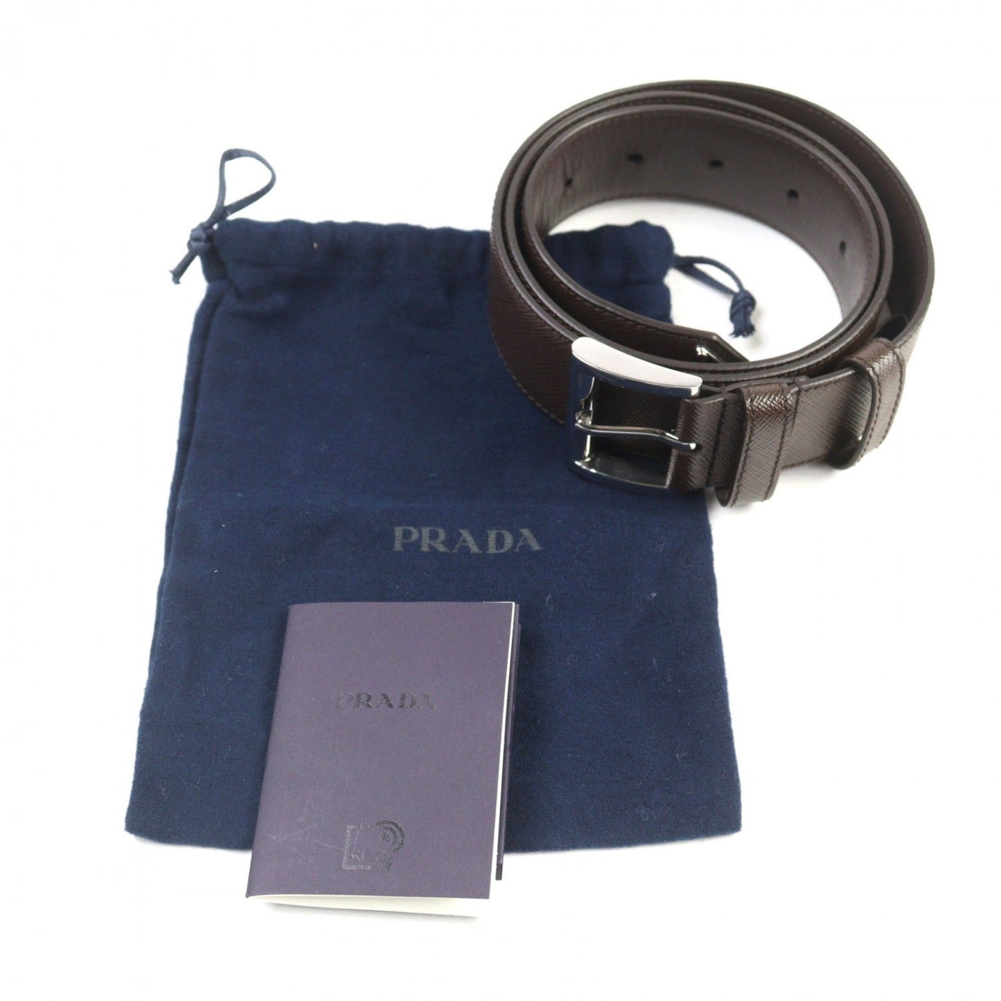 PRADA belt 2CC545 Safiano leather Dark brown 34/85
