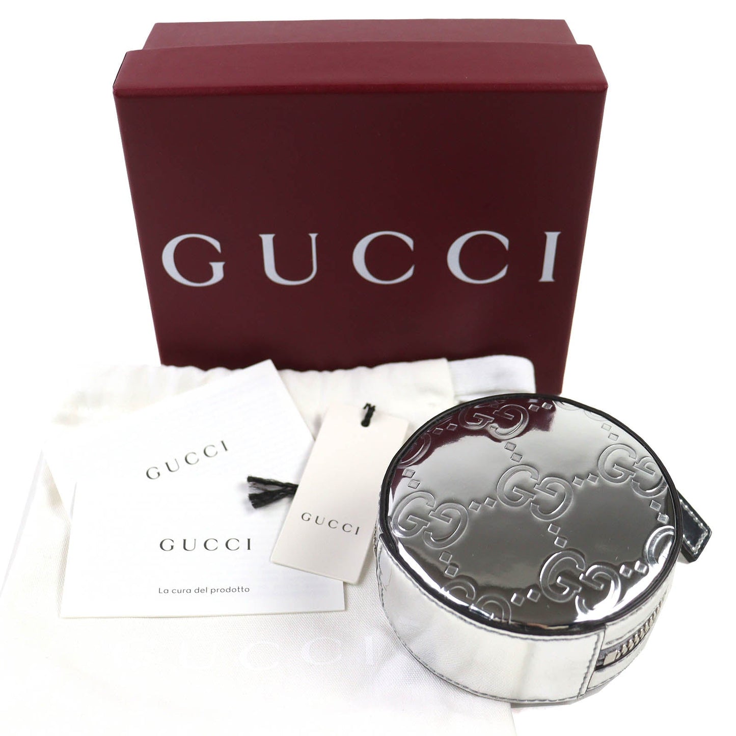 Gucci GG Pattern Patent Leather Pouch