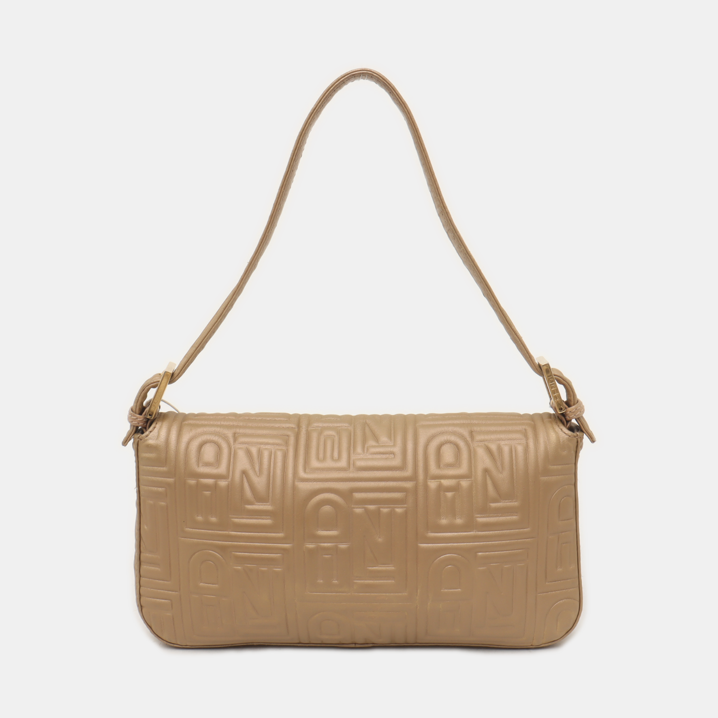 Fendi Baguette 1997 Re-edition 3D Embossed Gold Leather Shoulder bag