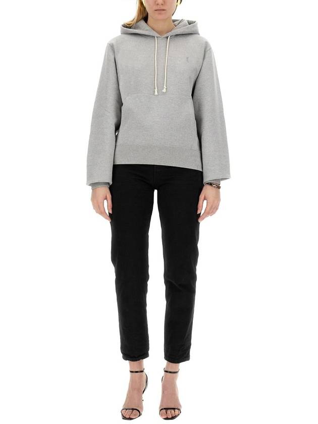 Luxury Saint Laurent Trending 2026 Cassandre Organic Cotton Hoodie Grey