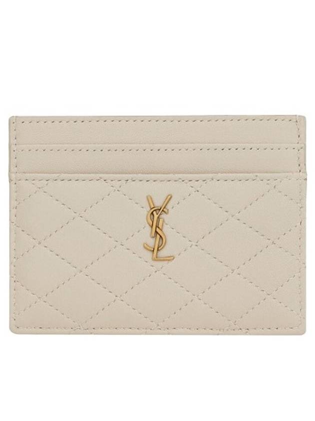 Luxury Saint Laurent Trending 2026 Monogram Gabi Gold Hardware Logo Quilting Card Wallet Vintage White
