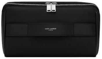 Luxury Saint Laurent Trending 2025 Men's Logo Print Cube Pouch in Nero/Nero |