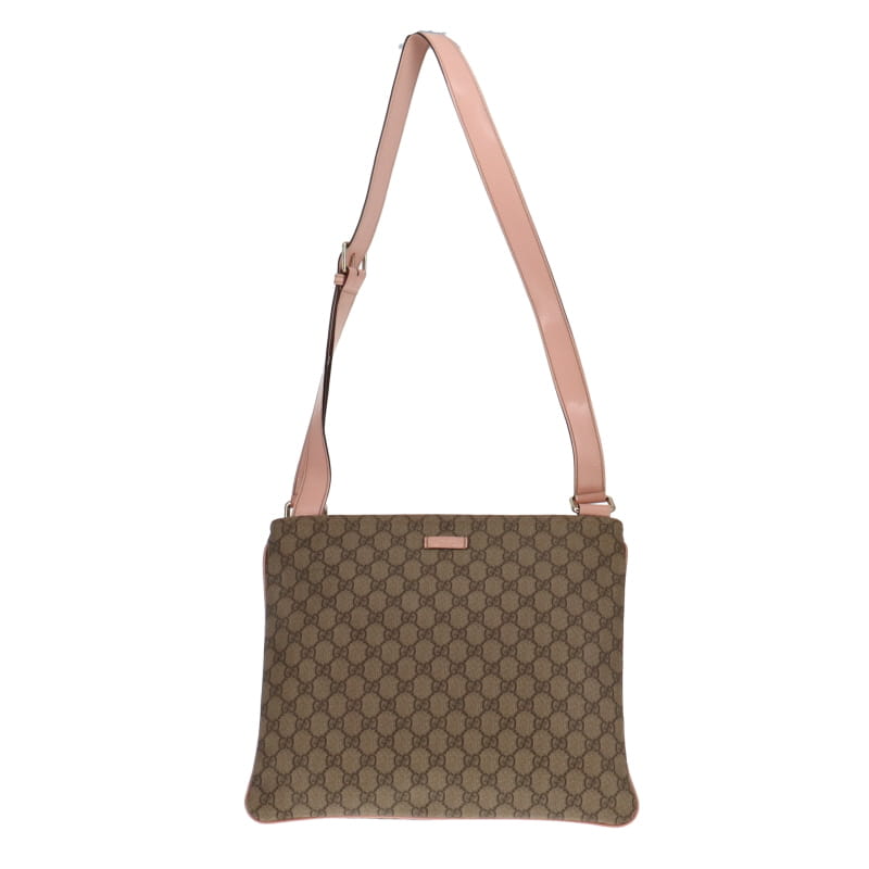 Gucci GG Supreme Pink Leather Canvas Handbag