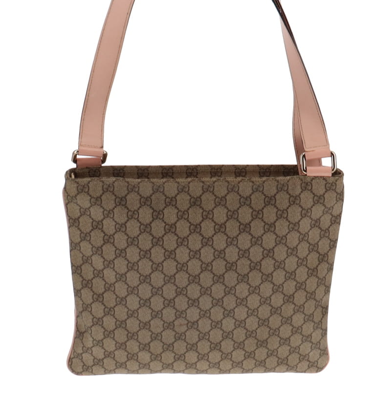 Gucci GG Supreme Pink Leather Canvas Handbag