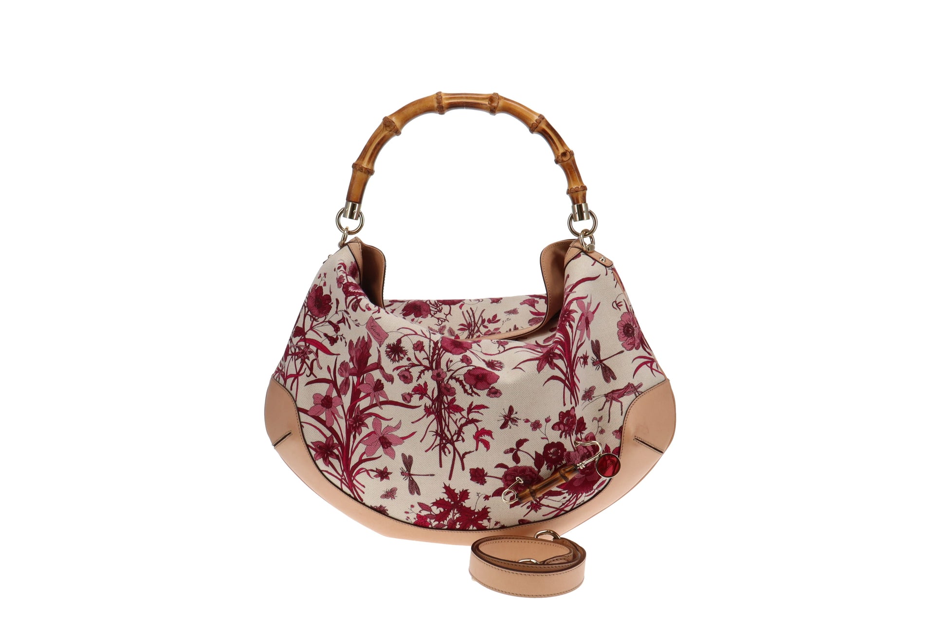 Gucci Bamboo Leather Canvas Shoulder Bag Style 1