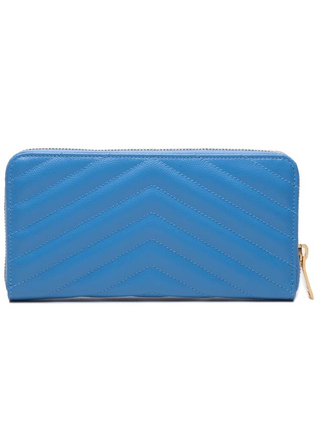 Luxury Saint Laurent Trending 2026 Matelasse Monogram Zipper Around Long Wallet Blue