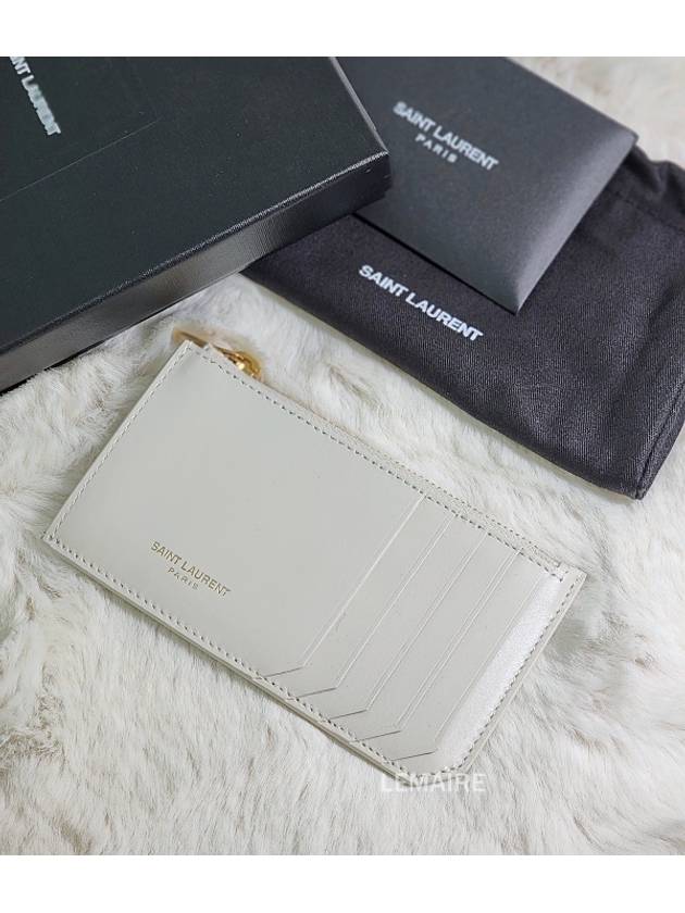 Luxury Saint Laurent Trending 2026 Fragment Zipper Card Wallet Blanc Vintage