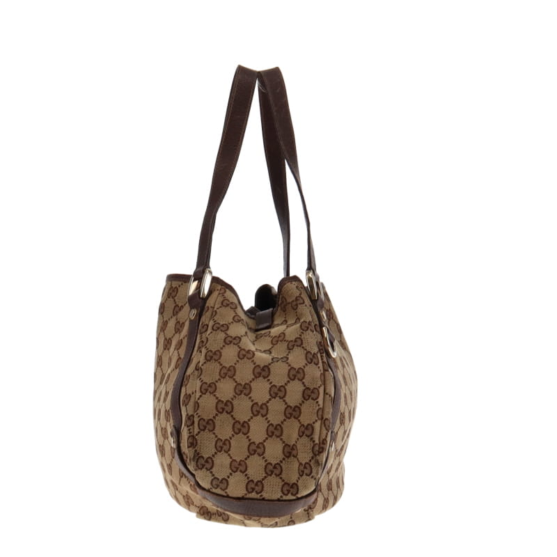 Gucci Abbey Brown Leather Canvas Tote Style 1