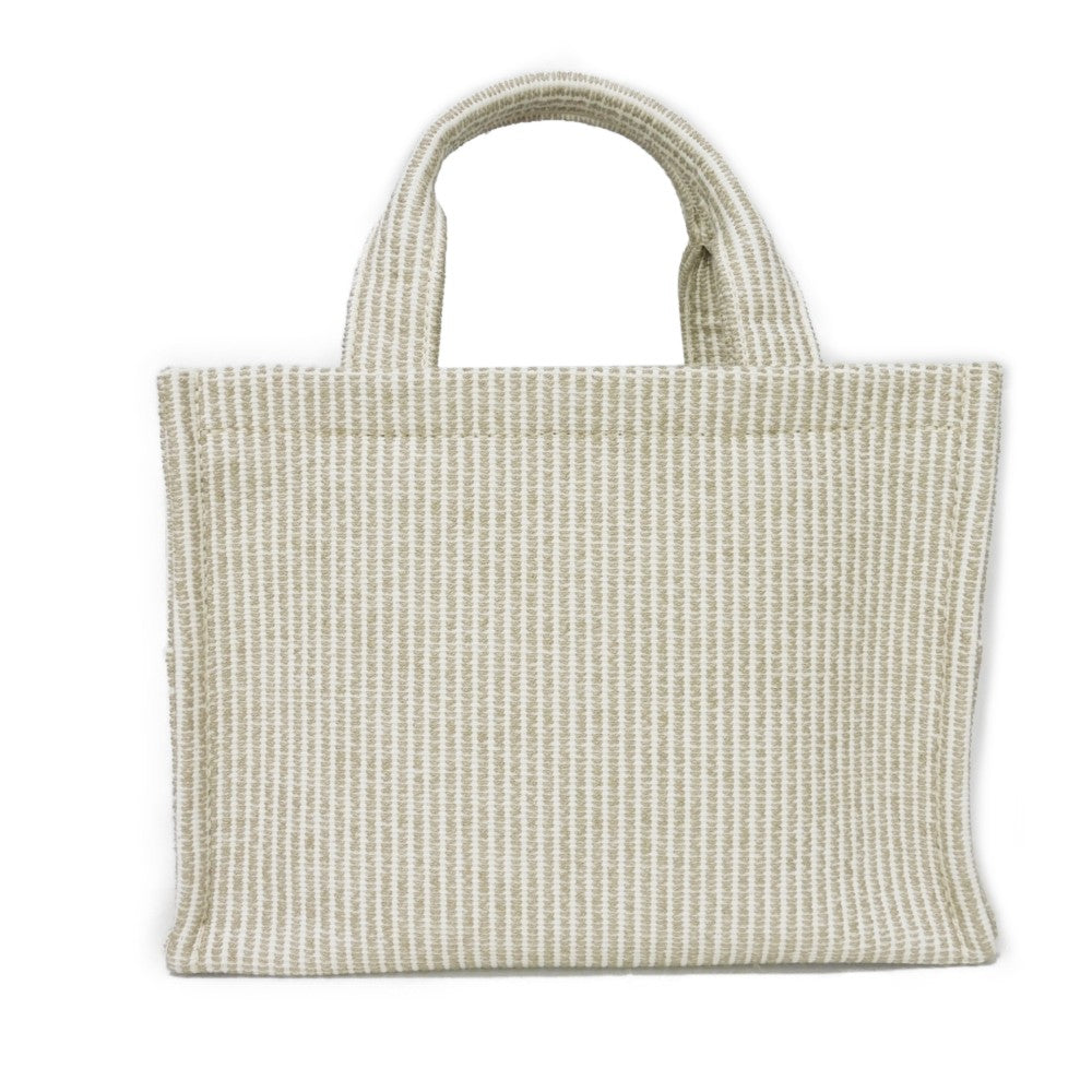 CELINE Handbag. Textile x Calfskin beige Triomphe Small Hippo Tice Women