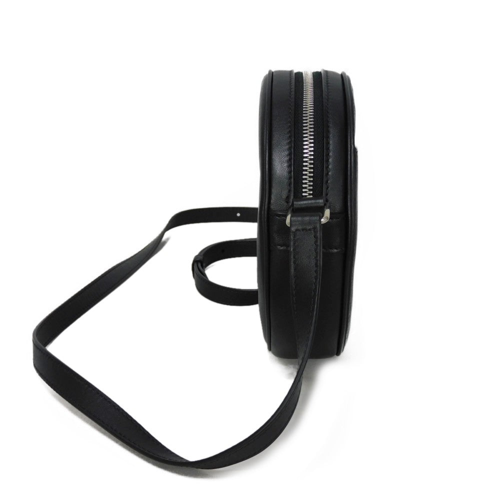 CELINE Shoulder Bag. Calfskin Black x white logo studs Round Mini Bag Women(Unisex)