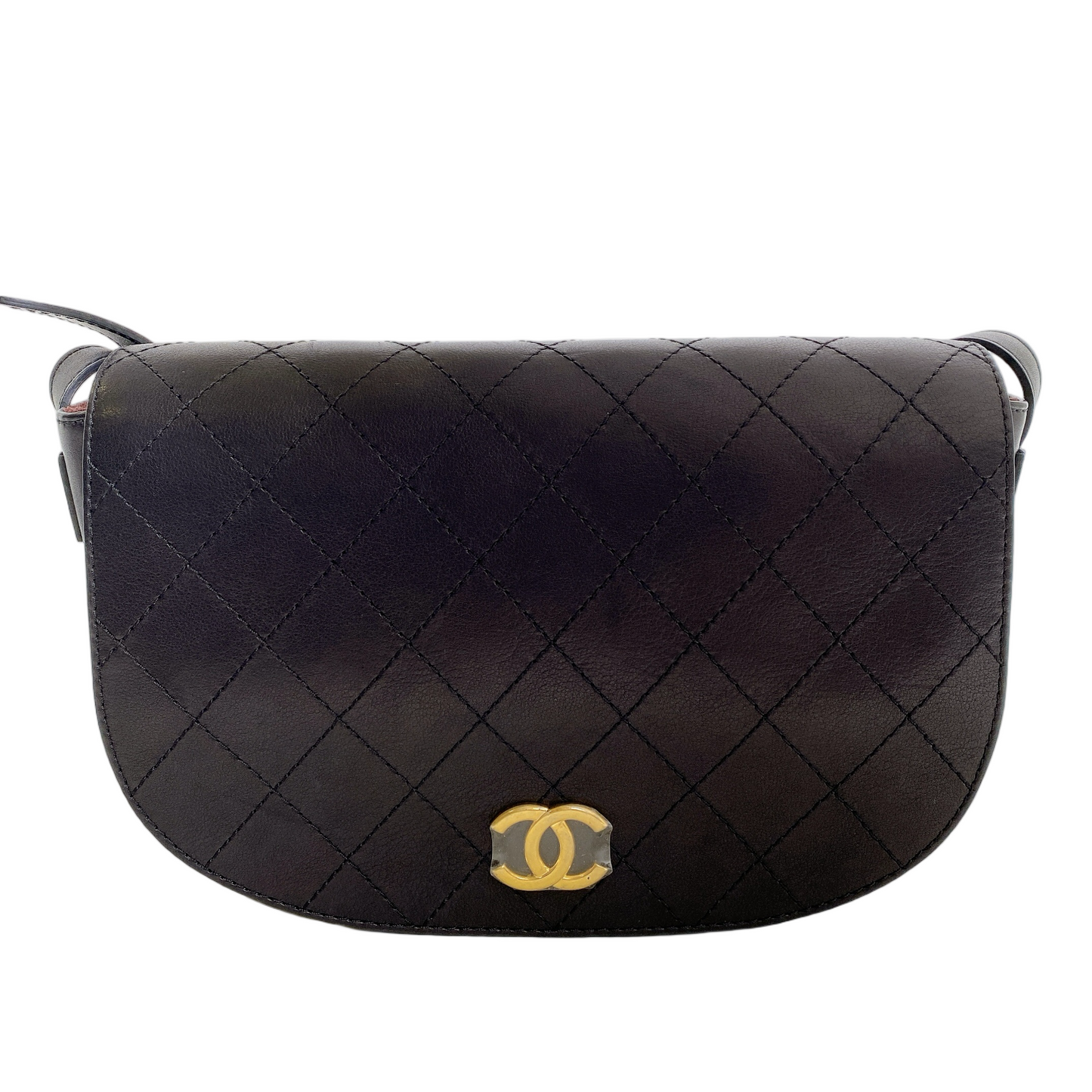 CHANEL CC BLACK SADDLE TYPE MESSENGER Handbag