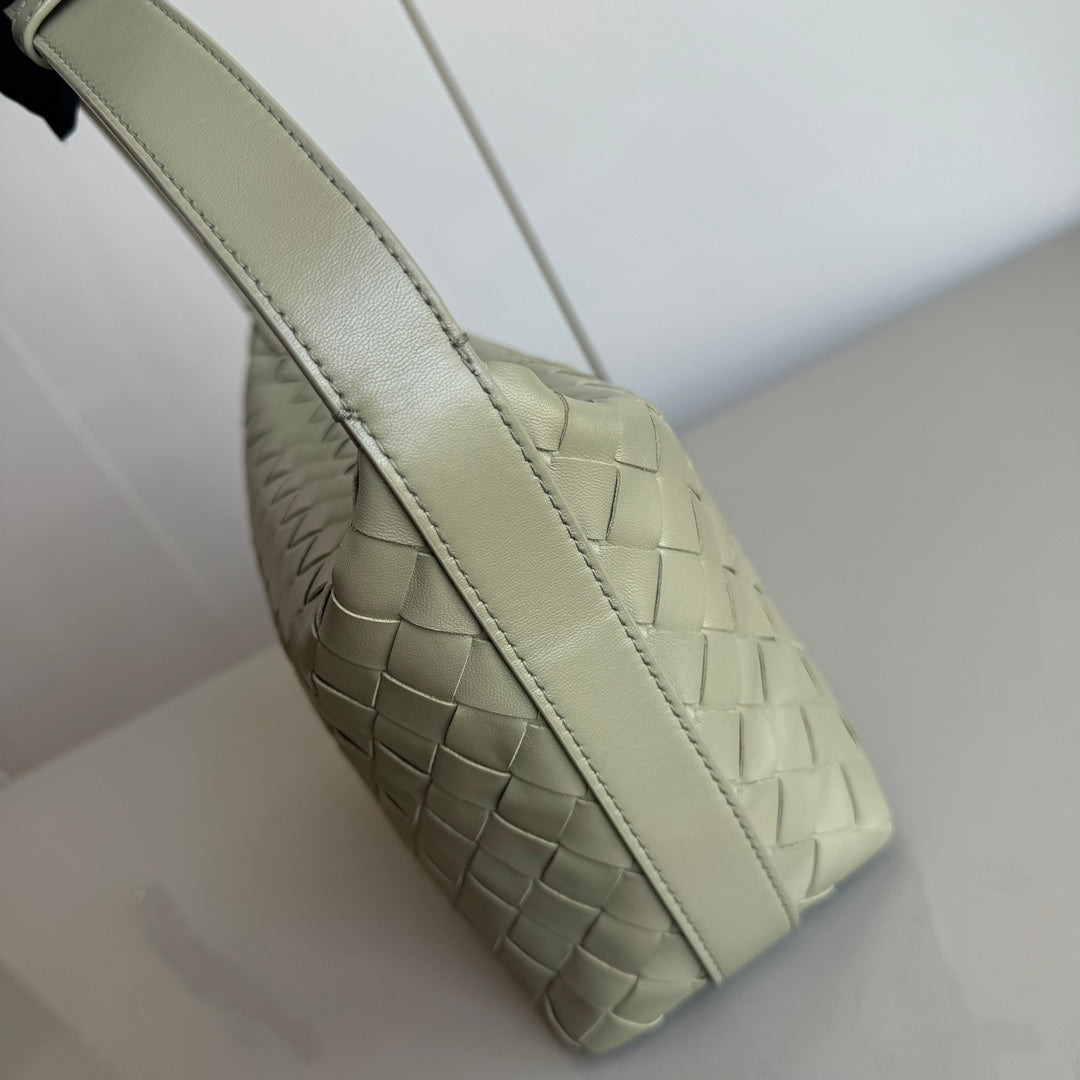 Bottega Veneta Mini Wallace Leather Green Travertine & M  Brass
