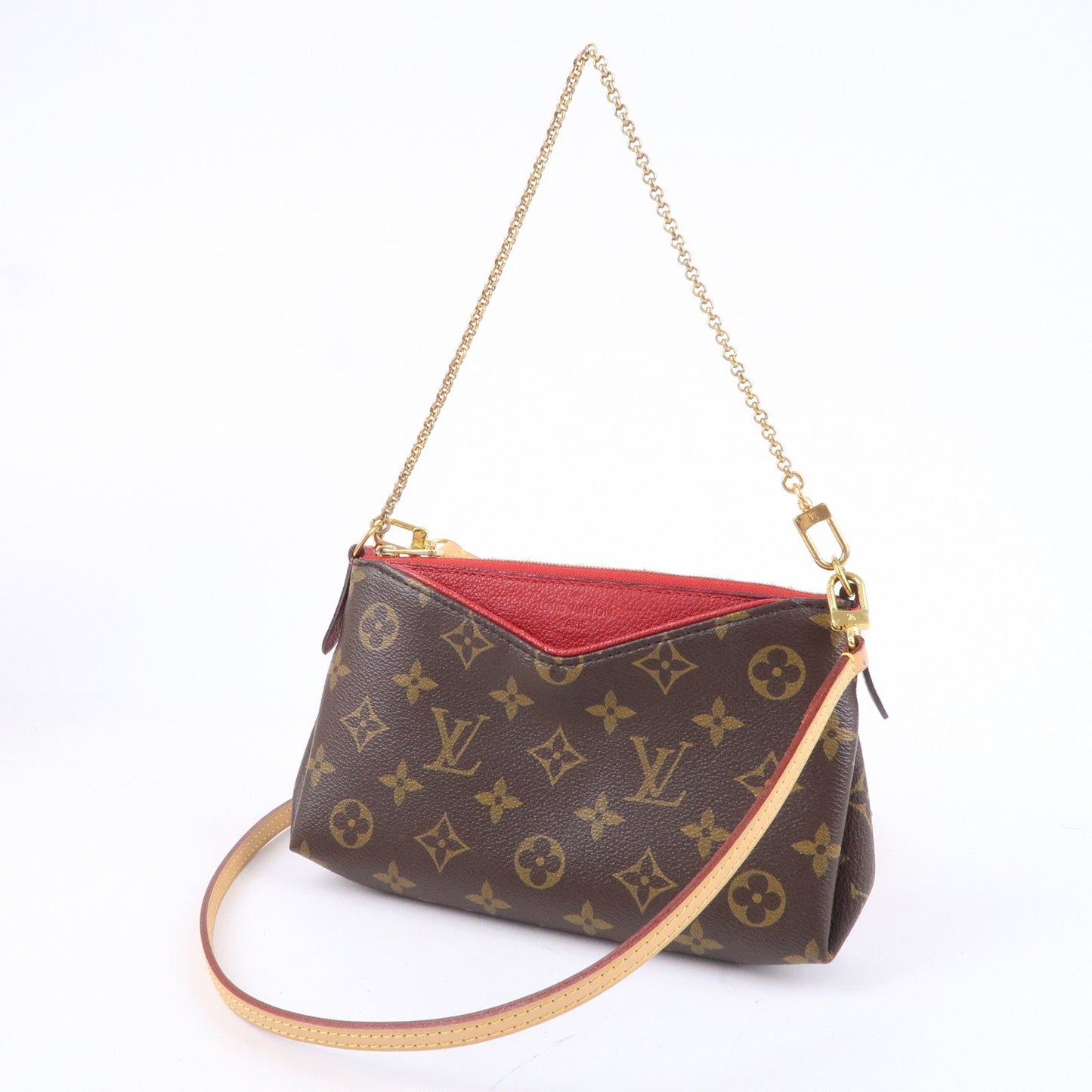 Louis Vuitton Monogram Pallas Clutch 2 Way Bag Cerise