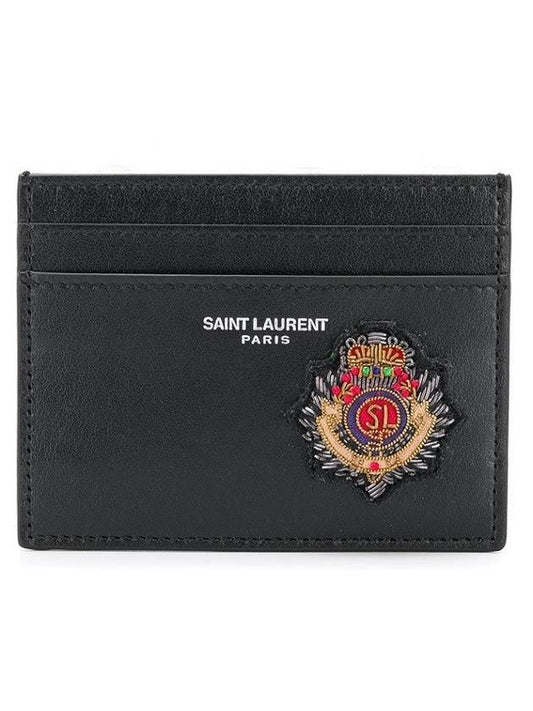 Luxury Saint Laurent Trending 2026 Logo Patch Card Wallet Black