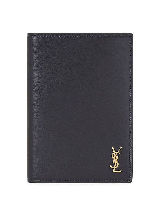 Luxury Saint Laurent Trending 2026 Monogram Logo Card Passport Wallet Black