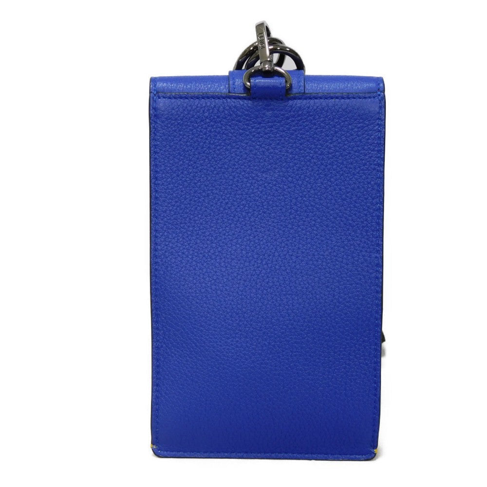 FENDI Shoulder Bag 7AS120 E1C F1H8N Calf leather (embossed) Blue x Yellow x Red Tricolor Pochette Unused FF logo F is forever phone holder unisex(Unisex)