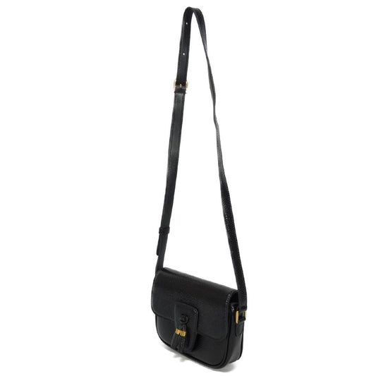 CELINE Shoulder Bag. Karung leather black exotic Tassel small bag Women