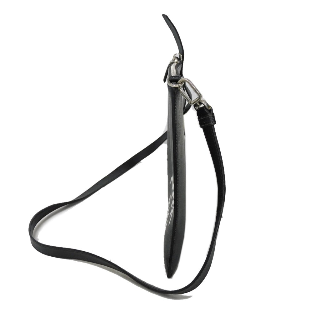 PRADA Shoulder Bag Safiano leather (stamped) black Saffiano Triangle logo logo whale print clutch bag unisex(Unisex)