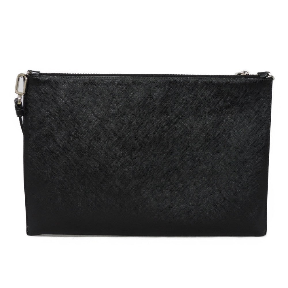 PRADA Shoulder Bag Safiano leather (stamped) black Saffiano Triangle logo logo whale print clutch bag unisex(Unisex)
