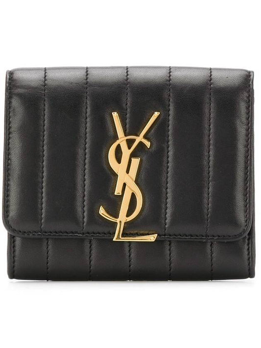 Luxury Saint Laurent Trending 2026 Vicky Small Half Wallet Black