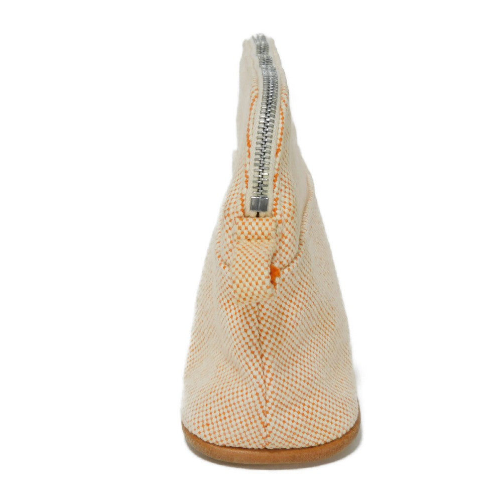 HERMES Clutch bag Tower ash Ecru H logo embroidered cotton orange H mark Bolide Pouch Minimini 16 TPM unisex(Unisex)
