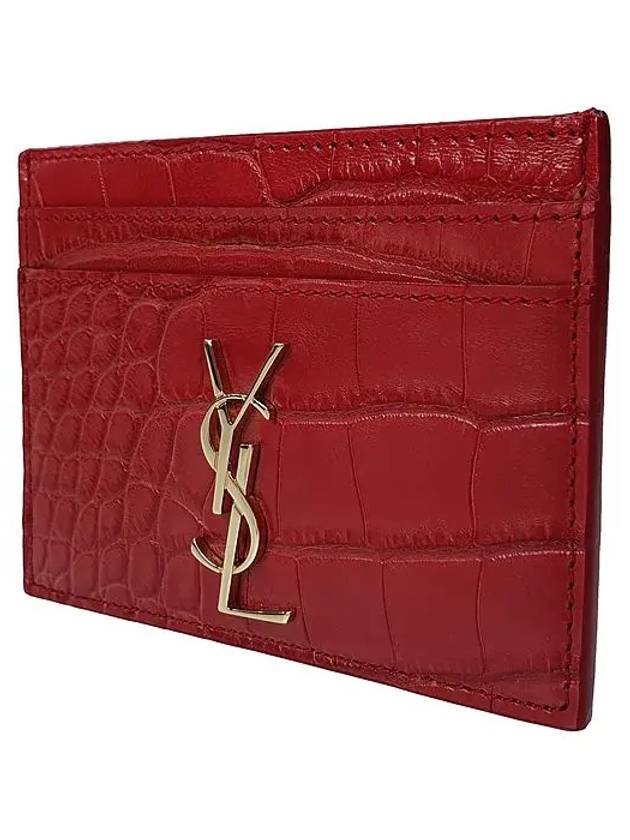 Luxury Saint Laurent Trending 2026 Monogram Crocodile Card Wallet Red